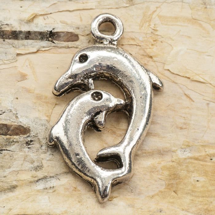 Berlock Delfin 13x22 mm, Antiksilver(5st)