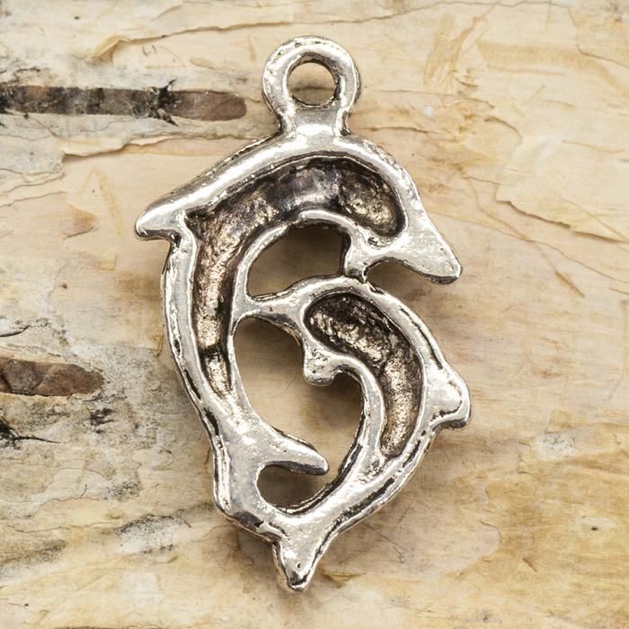 Berlock Delfin 13x22 mm, Antiksilver(5st)