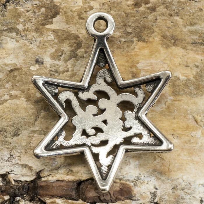 Berlock Davids Stjärna 17x23 mm, Antiksilver(5st)