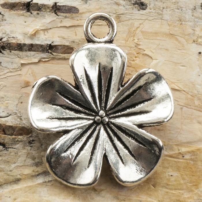 Berlock Blomma 19x23 mm, Antiksilver (st)