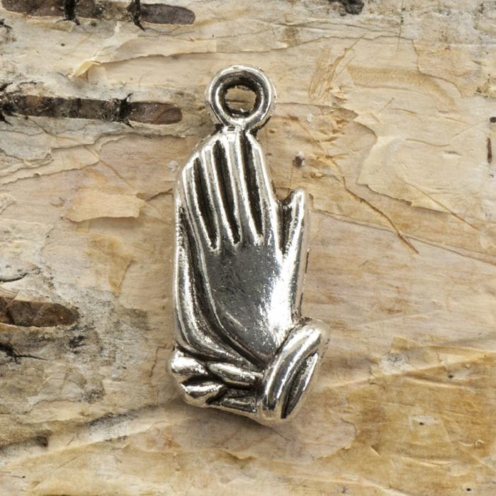 Berlock Bedjande händer 9x20 mm, Antiksilver(10st)