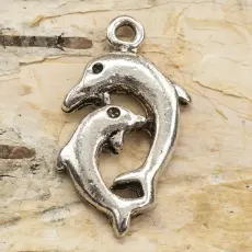 Berlock Delfin 13x22 mm, Antiksilver(5st)