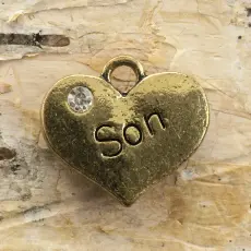 Berlock Hjärta "Son" 15x17 mm, Antikbrons (st)