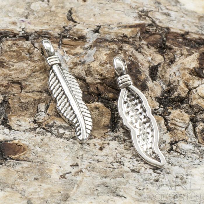 Berlock Fjäder, 19x4 mm, Antiksilver (10st)
