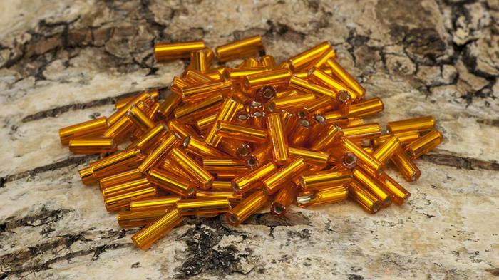 Bugle Beads silverlined 2x7 mm, Orange (20g)