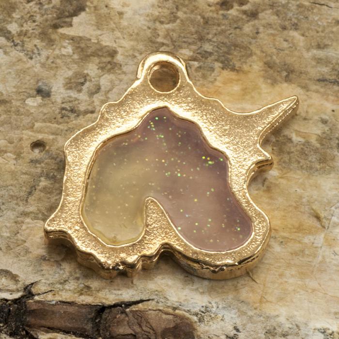 Berlock Enhörningssiluett 16x19 mm, Rosa/Guldfärg (st)