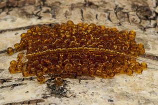 Seed Beads transparent 2,6 mm, Mörk Bärnsten (20g)