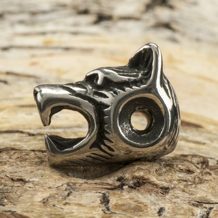 Metallpärla Varg i Rostfritt stål 11x14 mm, Antiksilver (st)
