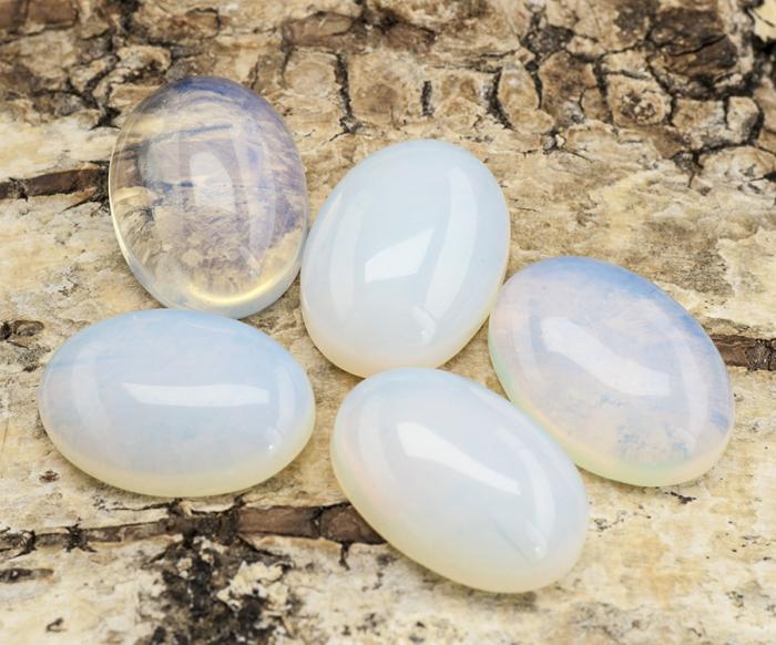 Cabochon Opalit 13x18 mm, Blåvit (st)