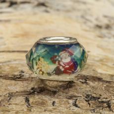 Facetterad orml&auml;nksp&auml;rla Jultomte 13x9 mm, Multif&auml;rgad (st)