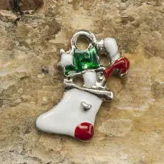 Berlock Julstrumpa 11x17 mm, Multi/Silverfärg (st)