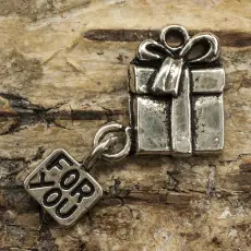 Berlock Paket "FOR YOU" 11x16 mm, Antiksilver (5st)