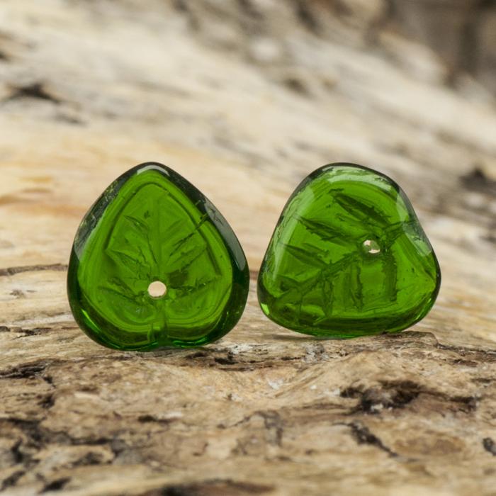 Glaslöv 8x8 mm, Grön (10st)