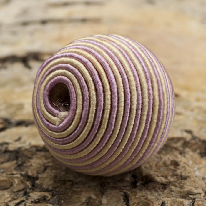 Textilpärla Randig 19 mm, Rosa/Vit (5st)