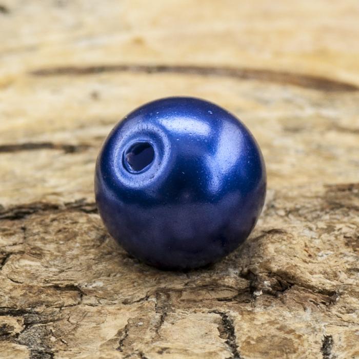 Vaxad glaspärla 10 mm, Blå (10st)