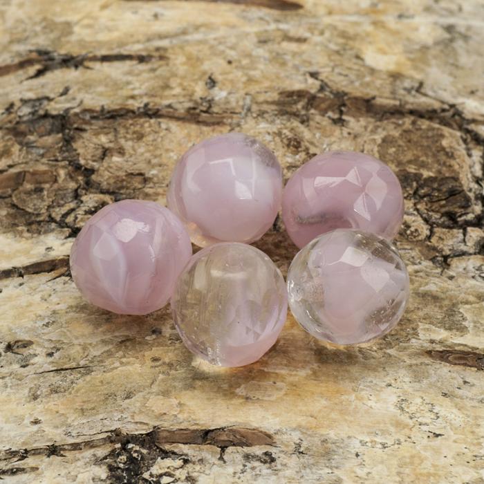Glaspärla facetterad kula 12 mm, Rosa (5st)