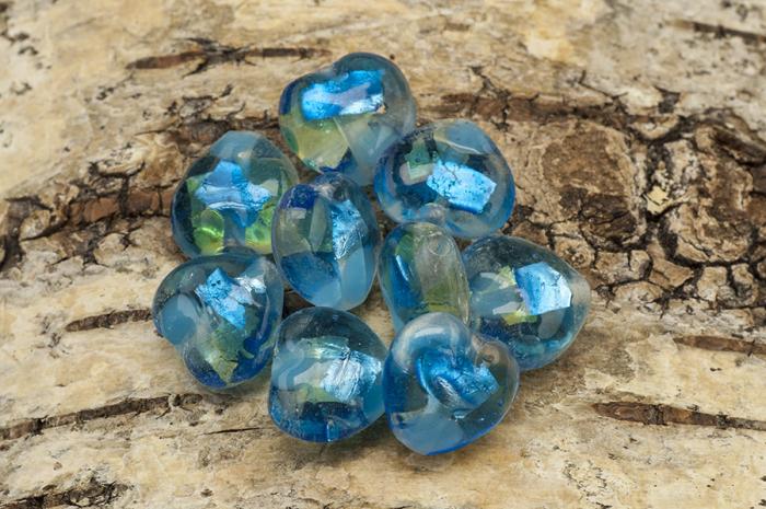 Glaspärla Hjärta 15x15 mm, Blå (st)