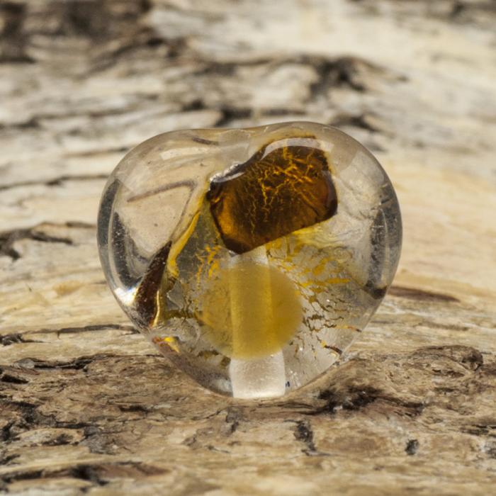 Glaspärla Hjärta 15x15 mm, Brons (st)
