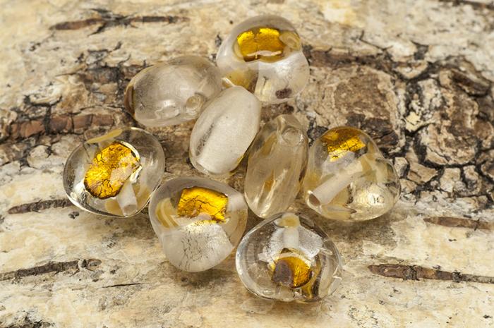 Glaspärla Hjärta 15x15 mm, Brons (st)