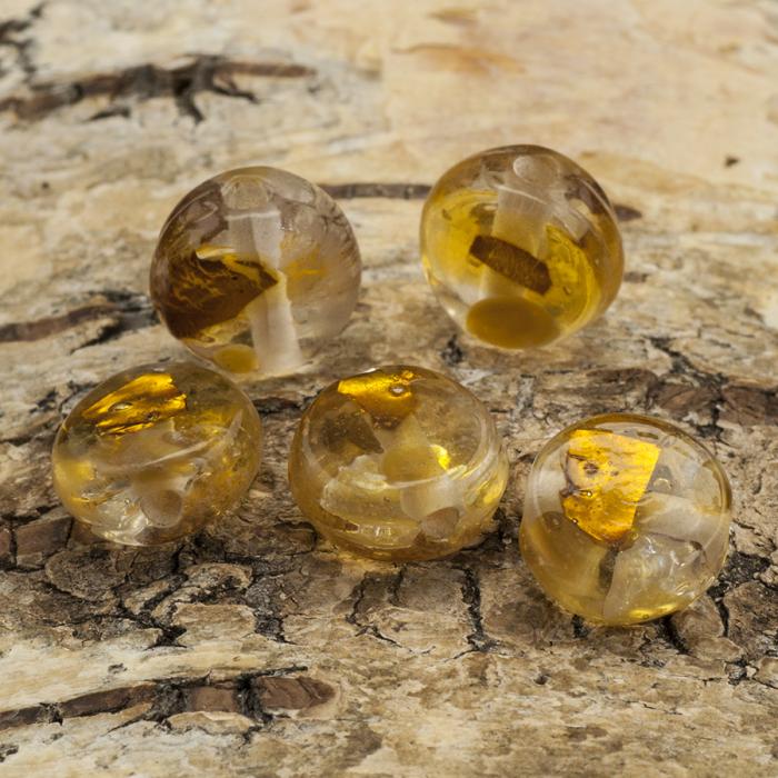 Glaspärla Puck 11 mm, Bronsfärg (5st)