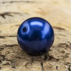 Vaxad glaspärla 14 mm, Blå (5st)