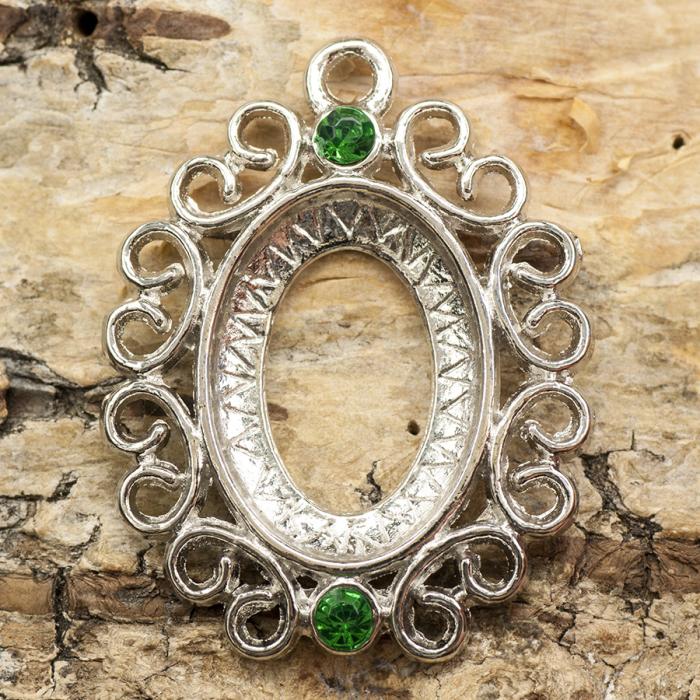 Cabochoninfattning Hänge 25x32 mm, Silverfärg (st)