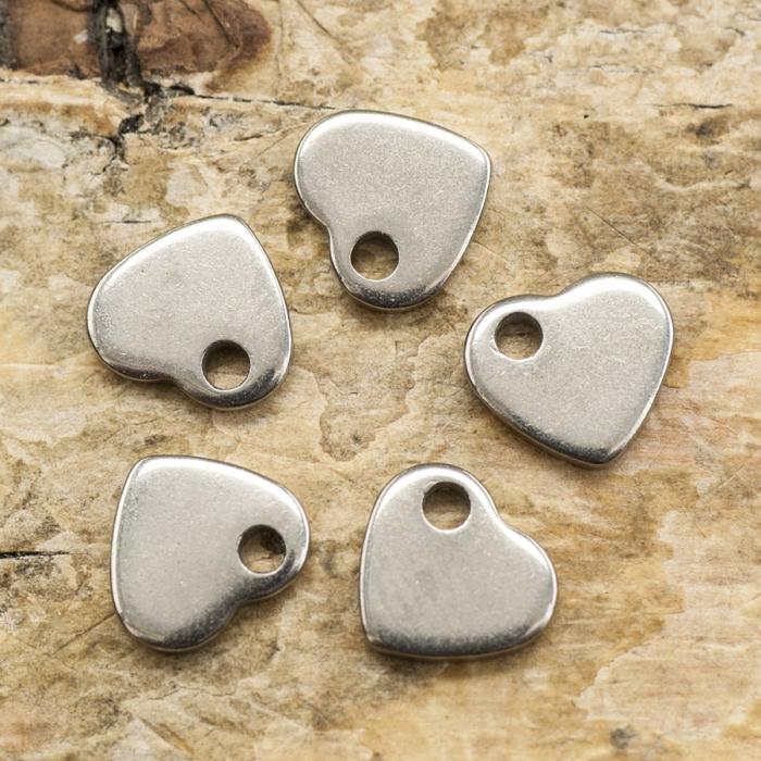Tag Hjärta i Rostfritt stål 5x6 mm (5st)