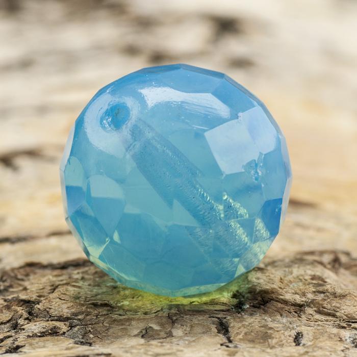 Glaspärla facetterad kula 18 mm, Turkos (5st)