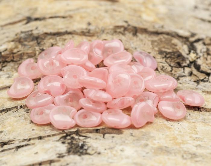 Glaspärla chip 7-8 mm, Rosa/Klar (10g)