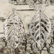 Hänge Löv 49x27 mm, Silverfärg (st)