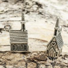 Berlock Kyrka 20x12x7,5 mm, Antiksilver (st)