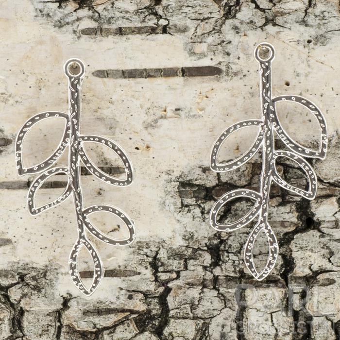 Hänge Löv 38x18 mm, Silverfärg (4st)