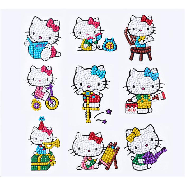 Diamond Painting Klistermärke, Hello kitty