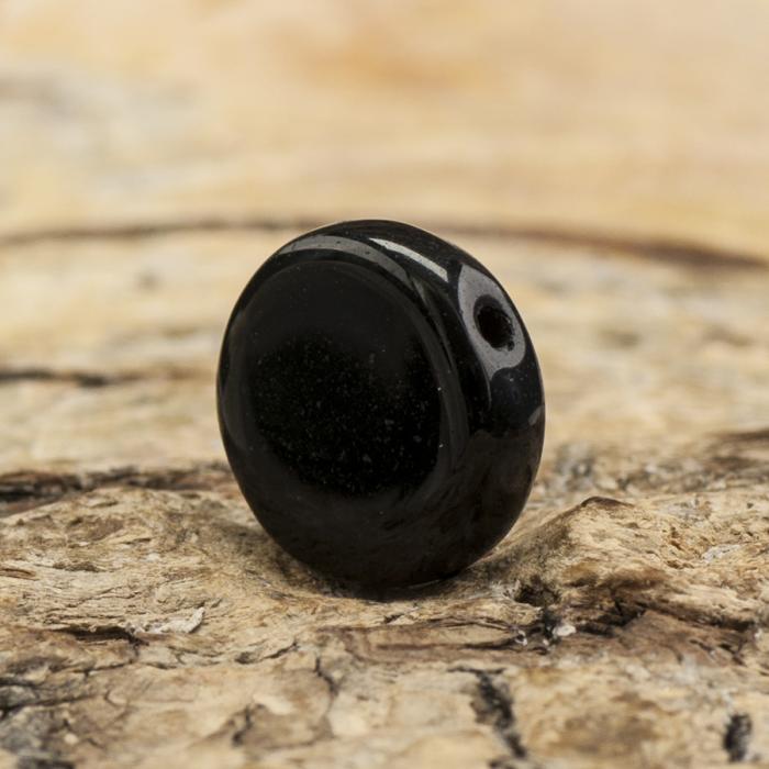 Glaspärla Lins 9 mm, Svart (20st)