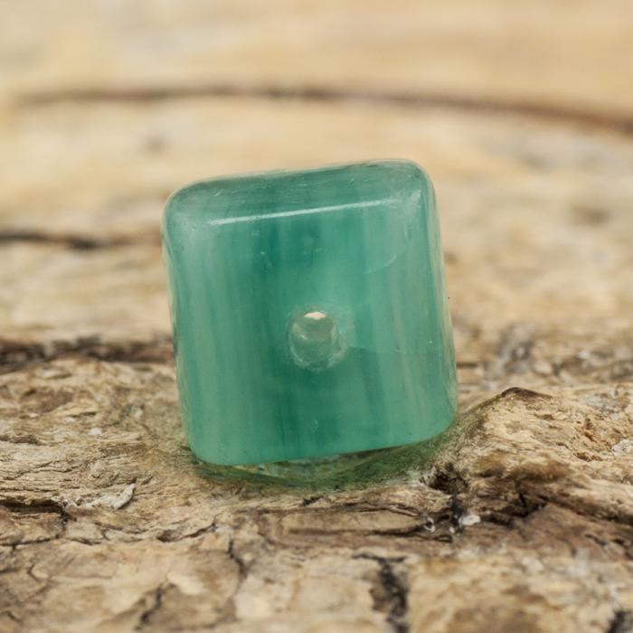 Glaspärla Kub 7 mm, Turkos (15st)
