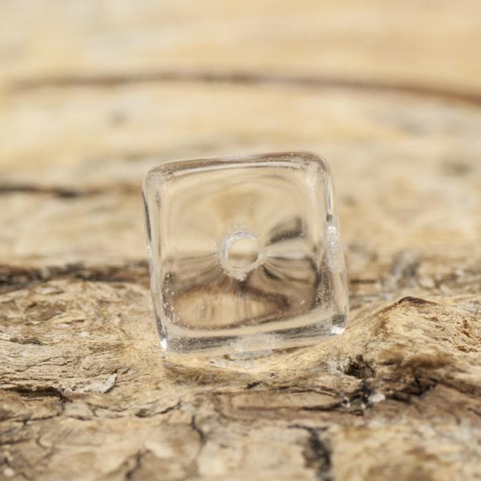 Glaspärla Kub 6,5 mm, Klar (15st)