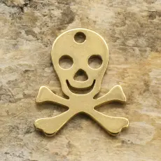Berlock Döskalle Rostfritt stål 12x15 mm, Guldfärg (st)