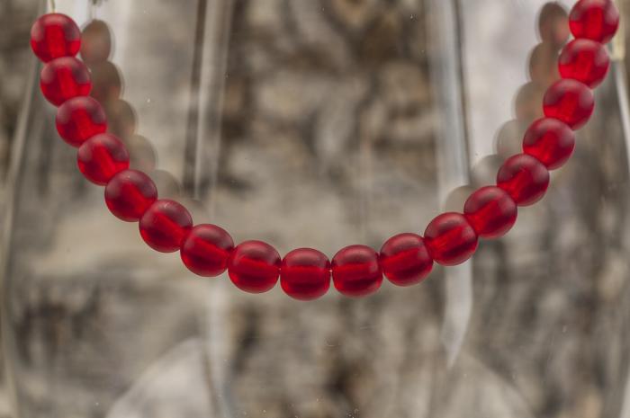 Frostad glaspärla 6 mm, Ljusröd (40st)