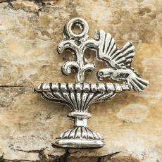 Berlock Fågelbad 18x21 mm, Antiksilver (3st)