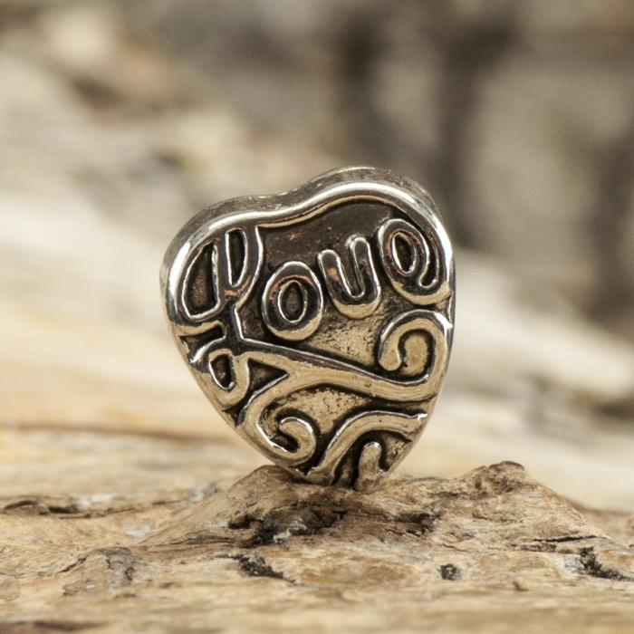 Ormlänkspärla Love 9x10 mm, Antiksilver (st)