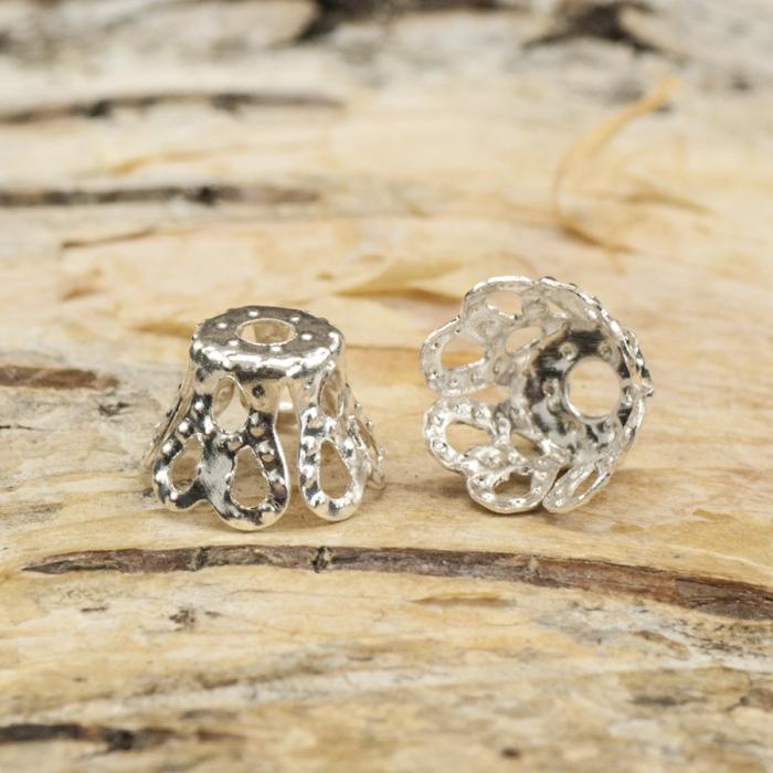 Pärlhållare Blomklocka 6x5 mm, Silverfärg (20st)