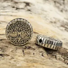 Metallpärla Livets träd 15 mm, Antiksilver (st)