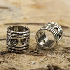 Ormlänkspärla Cylinder med hjärta 7x7 mm, Antiksilver (5st)