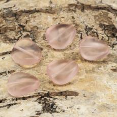 Frostad glaspärla vriden 11x13 mm, Rosa (5st)