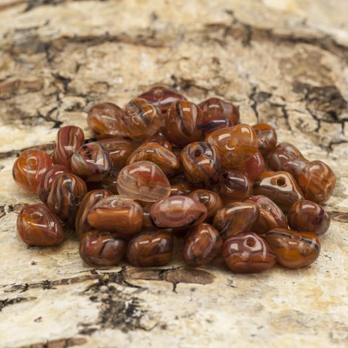 Glaspärla Karneol 6x8 mm, Orangemix (10g)
