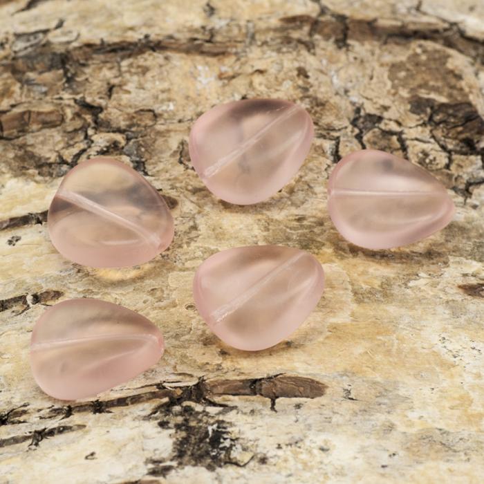 Frostad glaspärla vriden 11x13 mm, Rosa (5st)