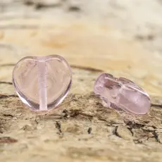 Glaspärla Hjärta 11x10 mm, Rosa (10st)