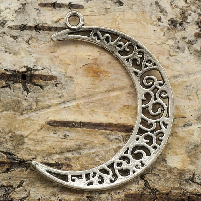 Hänge Måne 41x36 mm, Antiksilver (st)