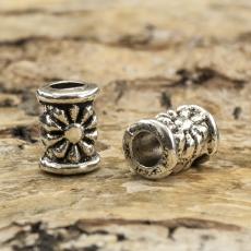 Mellandel Cylinder Blomma 6x4 mm, Antiksilver (15st)