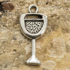 Berlock Vitvinsglas 9x20 mm, Antiksilver (5st)